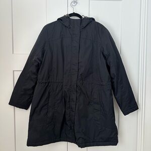 L.L. Bean Women's Black Winter Warmer Fleece Lined Hooded Coat 1X